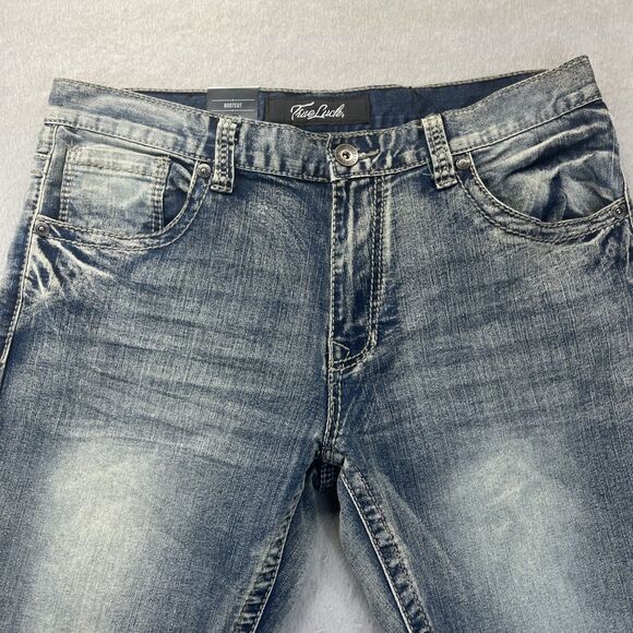 True Luck Jeans Mens Denim Bootcut Straight Fit Size 34x30 Big Stitch NEW TAGS - Picture 8 of 16
